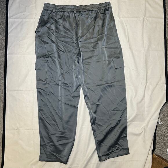 Rachel Zoe‎ Silky Grey Elastic Waist Pants Size XL Cargo Pockets High Waisted - Picture 2 of 8